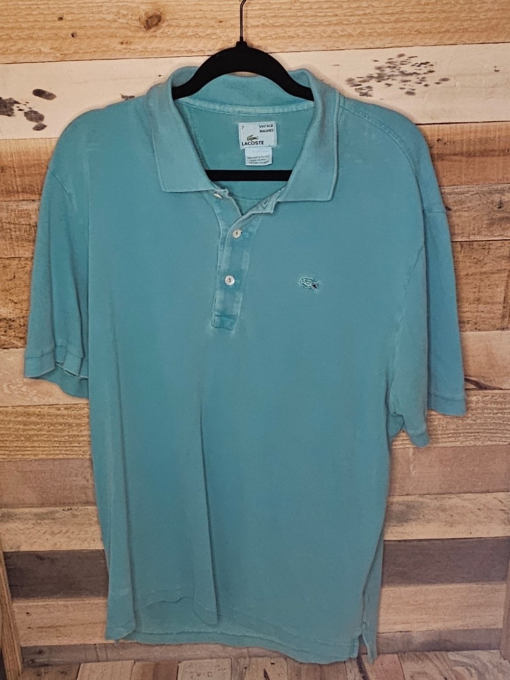 Vintage Lacoste Men's Polo Shirt in Aqua Blue